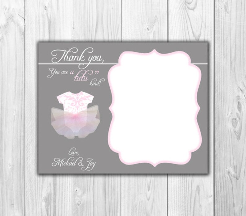 Baby Shower Thank you Notes Gray and Pink TuTu Etsy