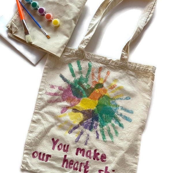 Mother's Day Personalized Craft Kit - Handprint Canvas Tote for Mom - Children's Mother's Day Gift