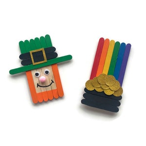 St Patrick's Day Craft Kit for Kids Leprechaun And Rainbow Magnets St Pattys activity for kids image 2