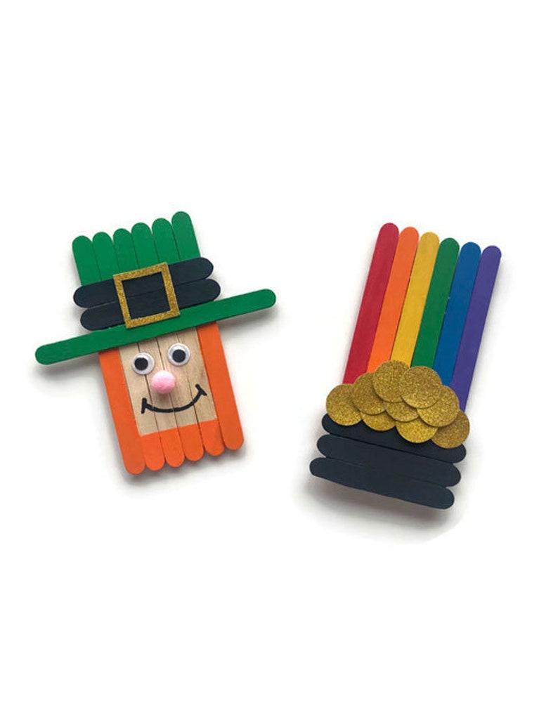 St Patrick's Day Craft Kit for Kids Leprechaun And Rainbow Magnets St Pattys activity for kids image 2