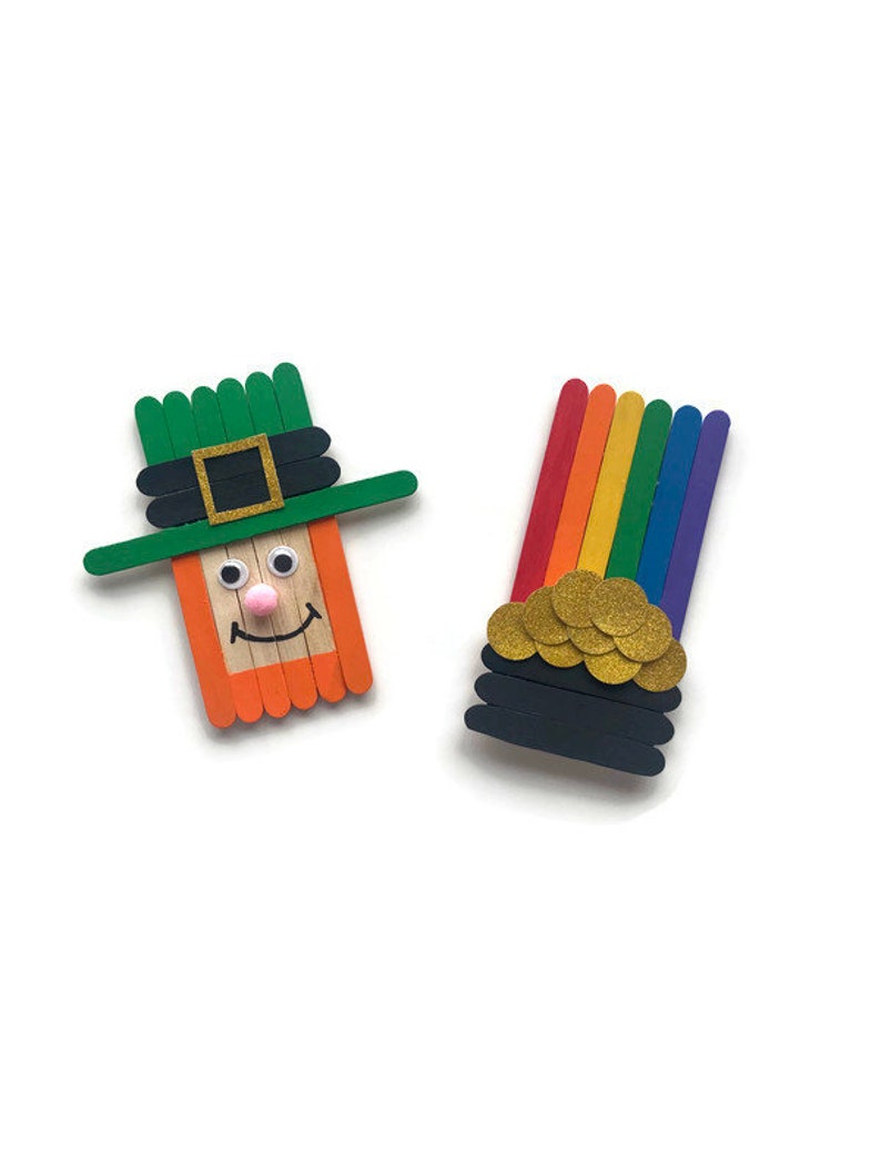 St Patrick's Day Craft Kit for Kids Leprechaun And Rainbow Magnets St Pattys activity for kids image 3