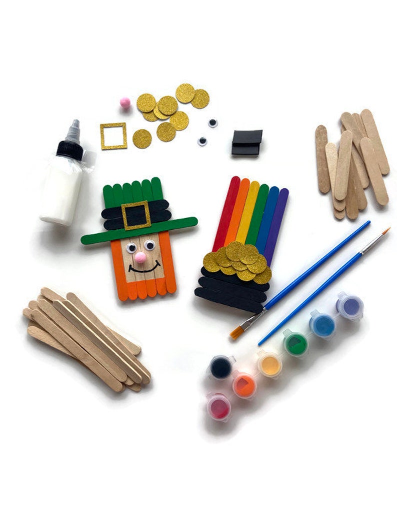 St Patrick's Day Craft Kit for Kids Leprechaun And Rainbow Magnets St Pattys activity for kids image 4