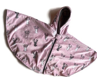 Minky Girls Car Seat Poncho - Car Seat Safe Coat - Zipper or Snaps - Arm Holes - Car Hooded Blanket