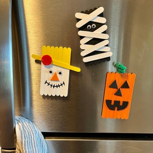 Halloween Craft Kit for Kids - Pumpkin Scarecrow And Mummy Magnets - Halloween activity for kids