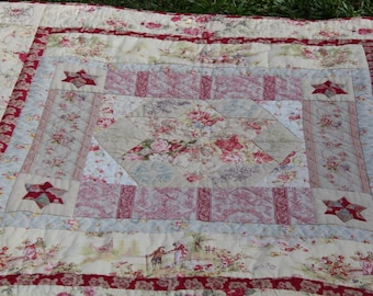 Vintage Style Quilt Pattern - Floral Delight Quilt - Embroidery and Applique quilt.