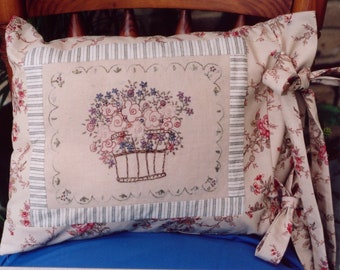 Embroidered Cushion Pattern, Flower Basket Cushion PDF Pattern, Embroidery Flower Cushion Pattern, Flower embroidery Pattern, Pillow Pattern