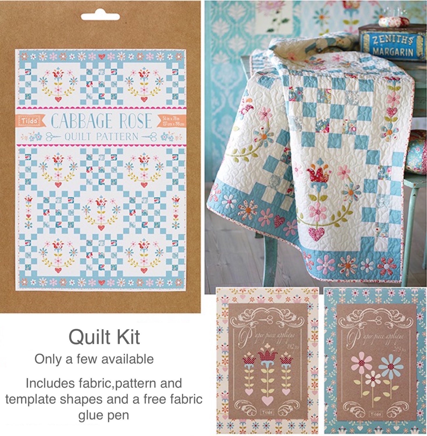 Tilda Cabbage Rose Cabbage Rose Quilt Kit Tilda Quilt Kit Etsy