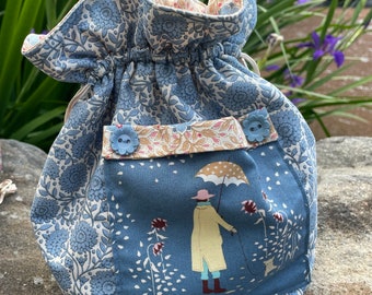Drawstring Bag Pattern|Sewing Bag|Draw String Bag PDF|PDF Pattern|Girls Bag|Project Bag|Tilda Windy days|Tilda Bag Pattern|Tilda Fabric|