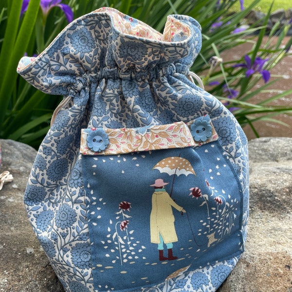 Drawstring Bag Pattern|Sewing Bag|Draw String Bag PDF|PDF Pattern|Girls Bag|Project Bag|Tilda Windy days|Tilda Bag Pattern|Tilda Fabric|