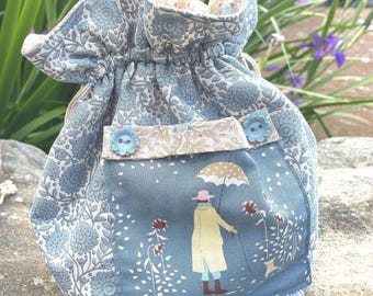 Drawstring Bag Pattern Pdf Download Easy Beginner Sewing Tutorial Project Storage Pouch Tilda Windy Days Fabric Craft Organizer Small Gift