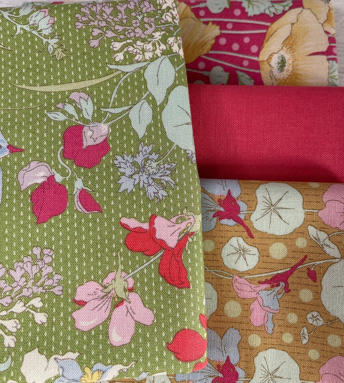 Tilda Garden LifeTilda fabric Pink Green Mustard Bundle 4 | Etsy