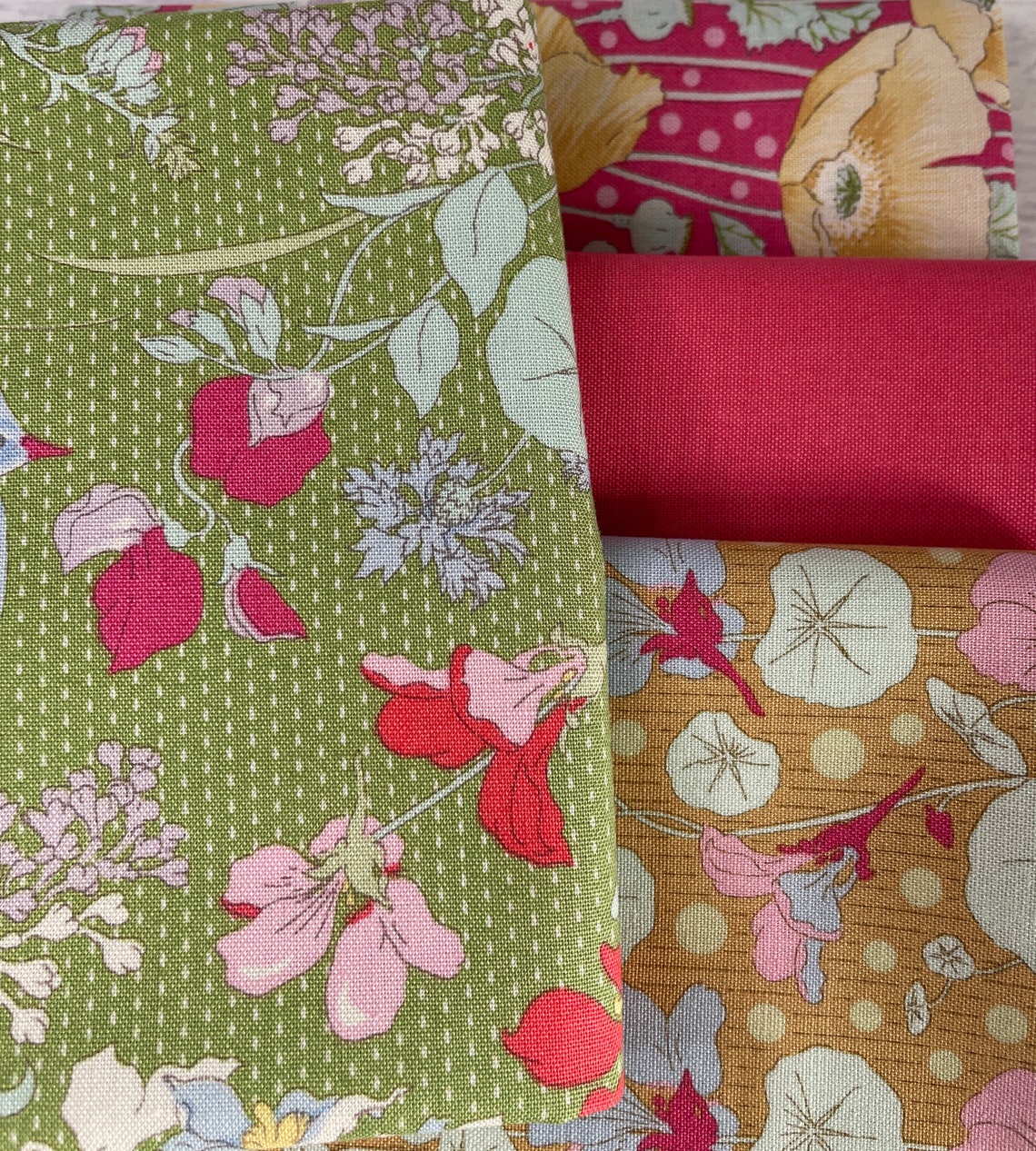 Tilda Garden LifeTilda fabric Pink Green Mustard Bundle 4 Etsy