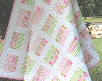 Beginner Quilt Pattern Simple Sewing Tutorial Pdf Downloadable Craft Project Modern Design Patchwork Quilting Baby Blanket Throw Twin Bed