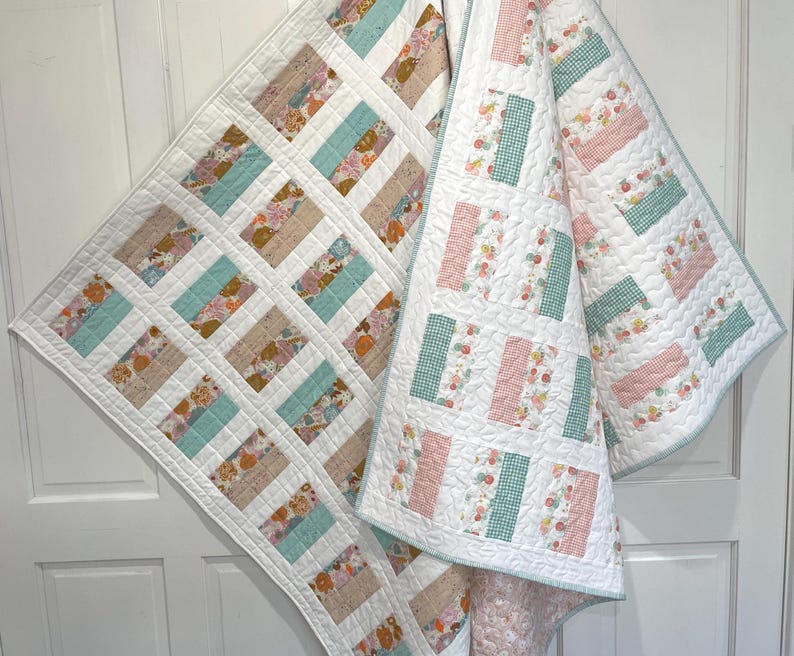 Easy Quilt Patterns PDF ONLY Simple Chic Quilt Beginner Pattern for Baby Throw and Bed Quilts. image 7