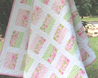 Easy Quilt Patterns PDF ONLY Simple Chic Quilt Beginner Pattern for Baby Throw and Bed Quilts.