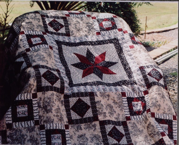 Black Cream And Red Quilt Pdf Pattern Somerset Quilt Etsy