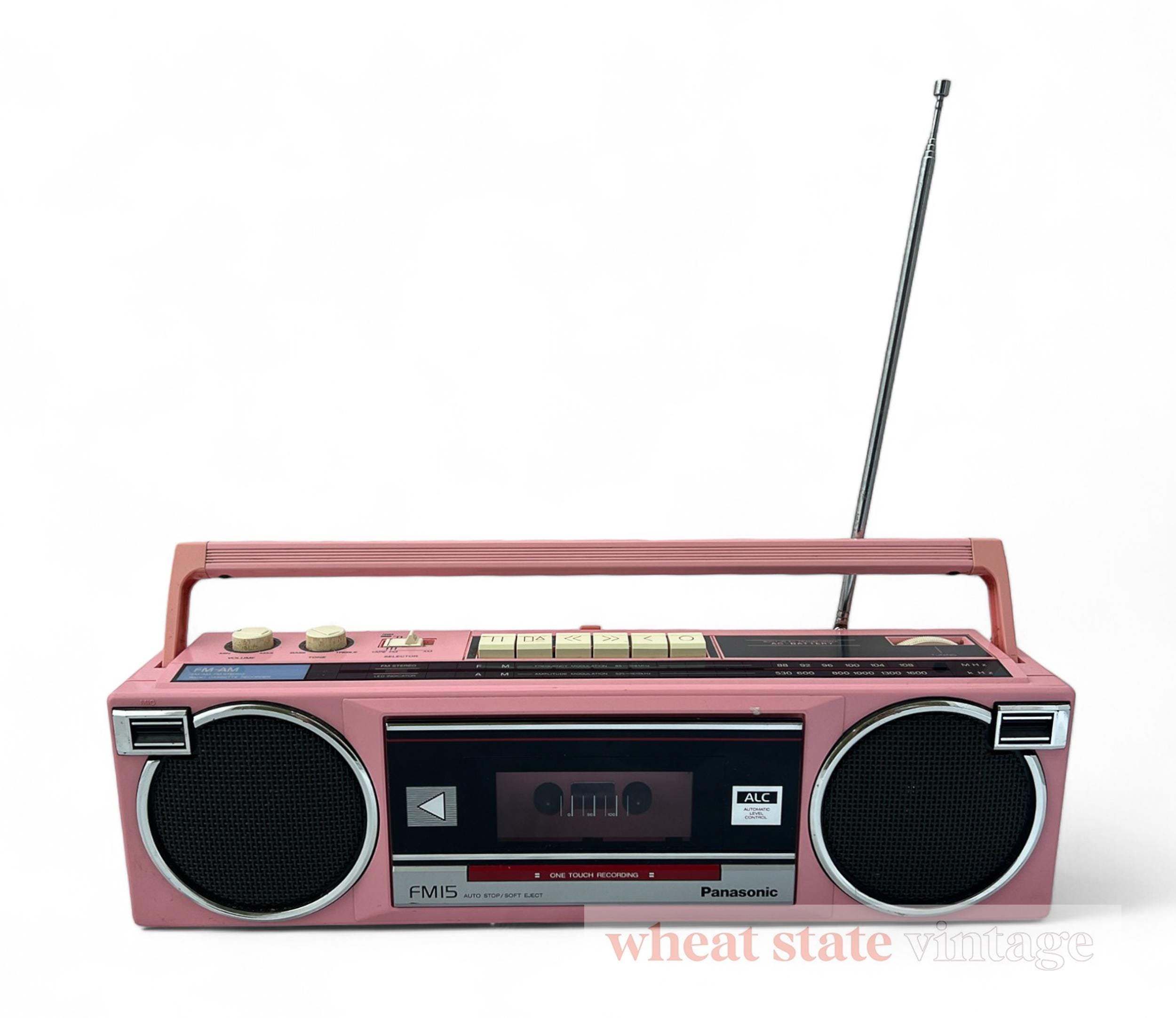 Bubblegum Pink Vintage 1980s Panasonic AM-FM Boombox - Radio Works