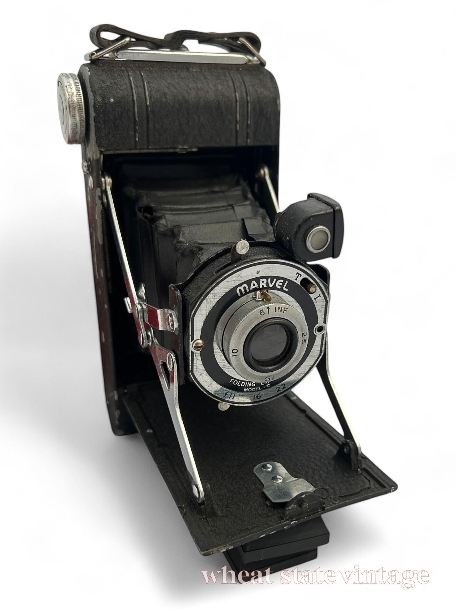 Vintage Ansco Folding Camera With Marvel Lens - Model C F11 16 22