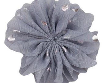 Black Silver Polka Dot Ballerina Flower PDS-022