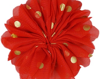 Black Silver Polka Dot Ballerina Flower PDS-022