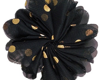 Black Silver Polka Dot Ballerina Flower PDS-022
