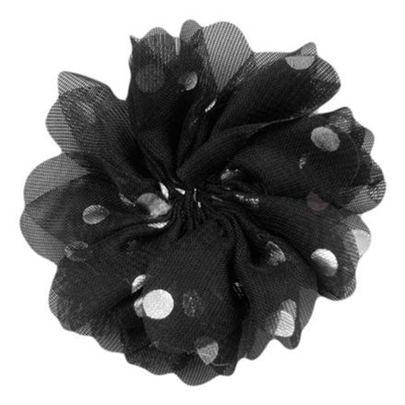 Black Silver Polka Dot Ballerina Flower PDS-022
