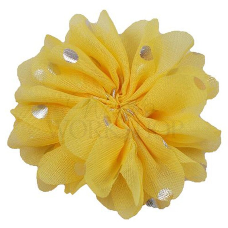 PDS-012 Light Yellow Silver Polka Dot Ballerina Flower