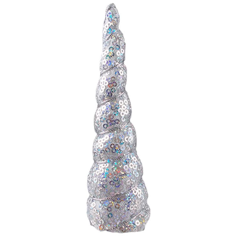 5 Padded Unicorn Horn UCH-040 Silver Iridescent Sequins