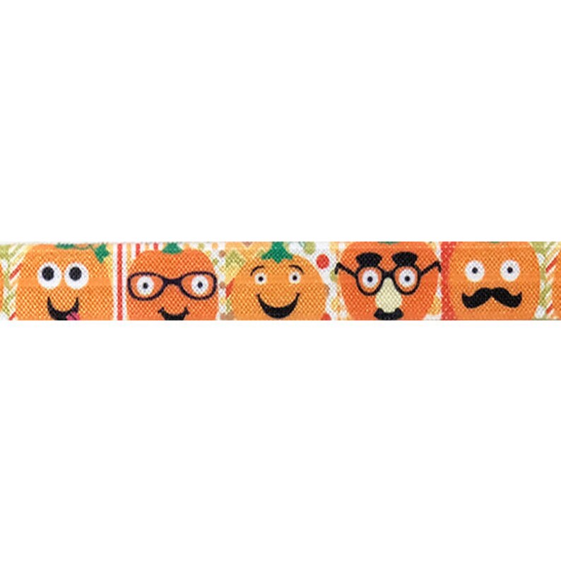 Pumpkin Faces 5 8 Fold Over Elastic Printed Foe Etsy