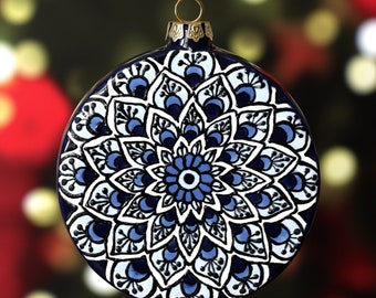 Talavera Ornament, Mexican Ornament, Spanish Ornament, Mexican Christmas, Spanish Christmas -  "Blue Peacock"