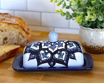 Talavera Pottery Covered Butter Dish - Southwest Butter Dish - Mexican Folk Art