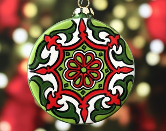 Talavera Ornament, Mexican Ornament, Spanish Ornament, Mexican Christmas, Spanish Christmas - "Compass Rose"