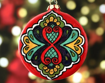 Talavera Ornament, Mexican Ornament, Spanish Ornament, Mexican Christmas, Spanish Christmas - "Royal Border"