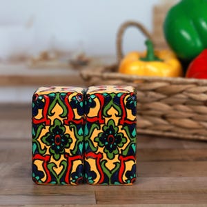 Talavera Pottery Salt and Pepper Shaker Set Mexican Folk Art