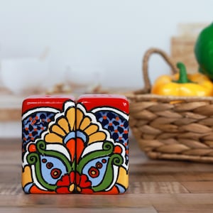 Talavera Pottery Salt and Pepper Shaker Set Mexican Folk Art