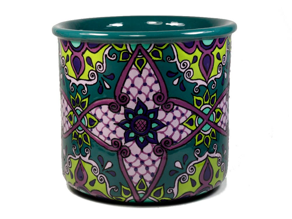 Mexican Utensil Holder Kitchen Canister Talavera Pottery Etsy