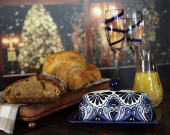 Talavera Pottery Covered Butter Dish - Southwest Butter Dish - Mexican Folk Art