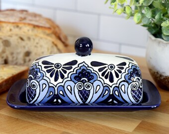 Talavera Pottery Covered Butter Dish - Southwest Butter Dish - Mexican Folk Art