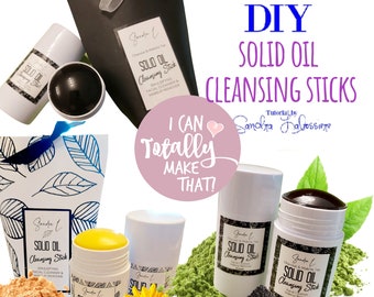 DIY Solid Oil Facial Cleansing Stick - Includes Bonus instructions for a Charcoal and Matcha Tea Formula