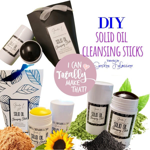 DIY Solid Oil Facial Cleansing Stick - Includes Bonus instructions for a Charcoal and Matcha Tea Formula