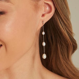 Natural Freshwater Pearl Dangle Earrings,Long Pearl Earrings,Real Pearl Drop Earrings,Bridal Earrings,Wedding Earrings,Bridesmaid Gifts