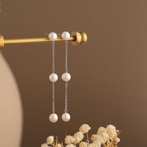 Natural Freshwater Pearl Dangle Earrings,Long Pearl Earrings,Real Pearl Drop Earrings,Bridal Earrings,Wedding Earrings,Bridesmaid Gifts