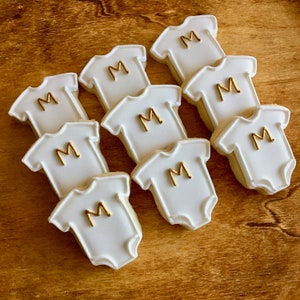 24 Mini Gold Monogram Onesie Cookies!