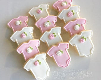 24 Mini Rosebud Baby Shower Cookies!