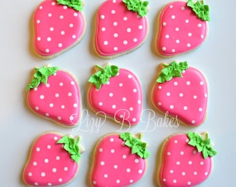 18  Bright Pink Strawberry Cookies