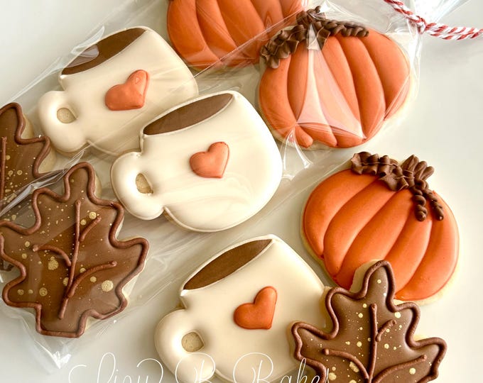 18  Pumpkin, Mug and Autumn Leaf Sugar Cookie Set