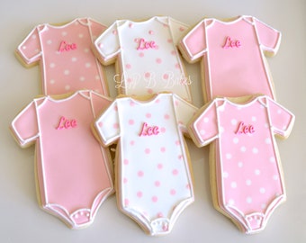 12 Large Personalized Patterned Onesie Cookies!