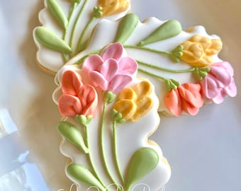 Wildflower Sugar Cookies: Hand-Piped Vanilla Royal Icing, Set of 12