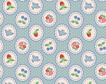 Bluebells & Butttercups by Elea Lutz for Poppie Cotton - Chirp and Charm Sky (BL26871)