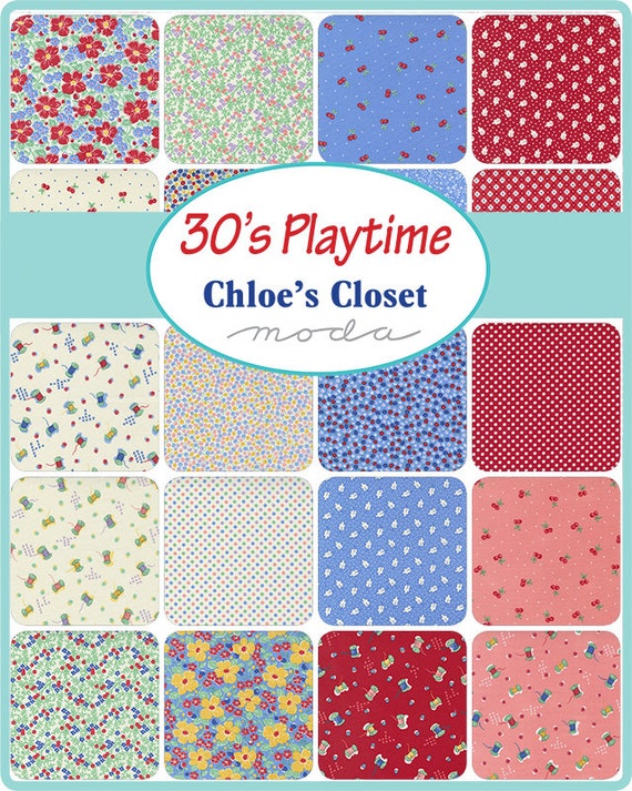 楽天 送料無料にならない 30's Fabrics Moda for Closet Chloe's by 2022 Playtime 時計